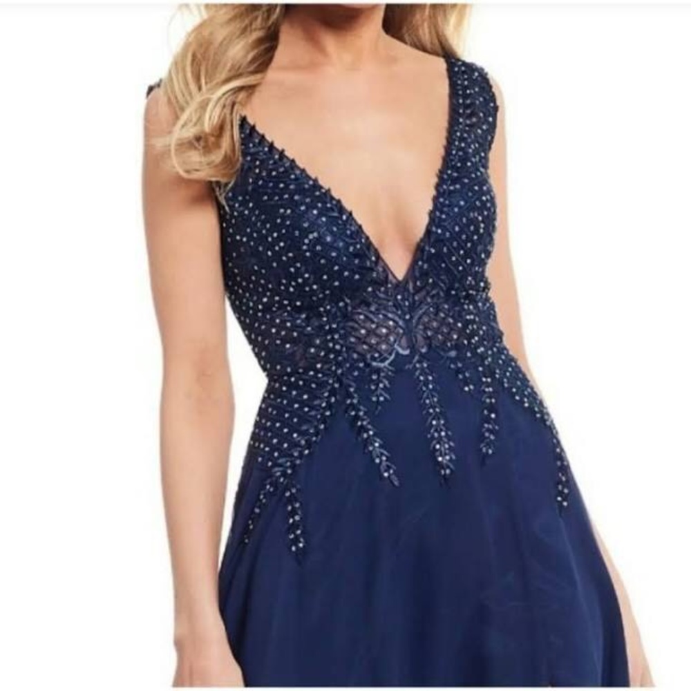 Gianni Bini V-neck Navy Blue Party Dress